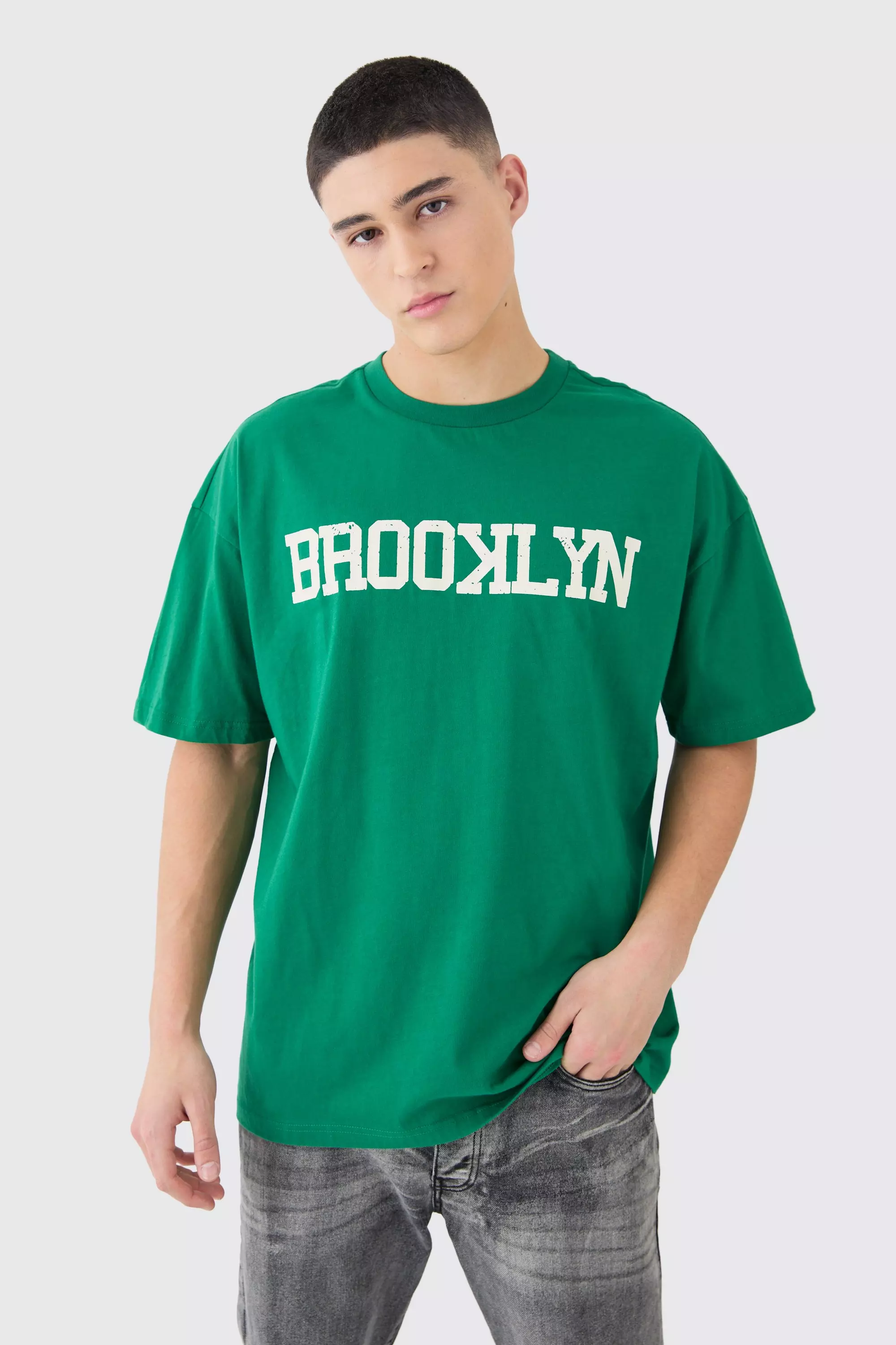 Oversized Brooklyn Varsity T shirt boohooMAN UK